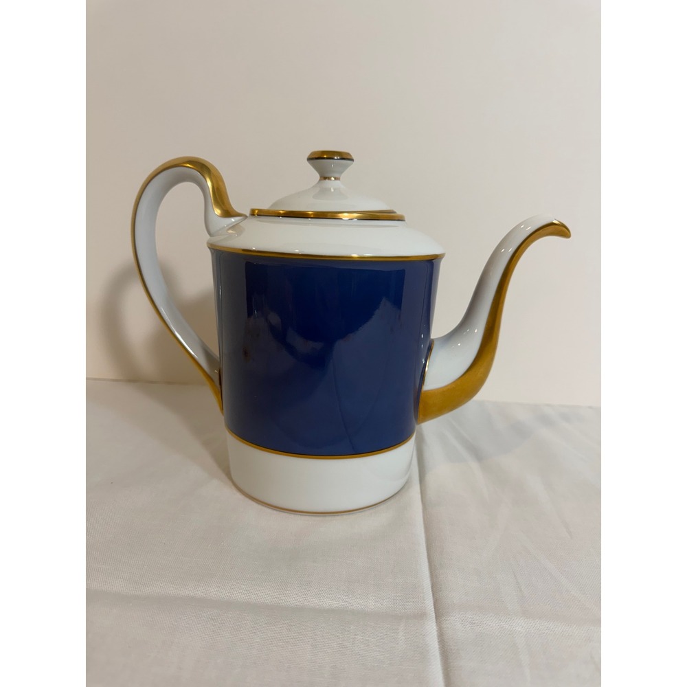 Fitz and Floyd Renaissance Blue Gold Trim Coffee Pot Porcelain Japan 1978 VTG - Picture 11 of 11